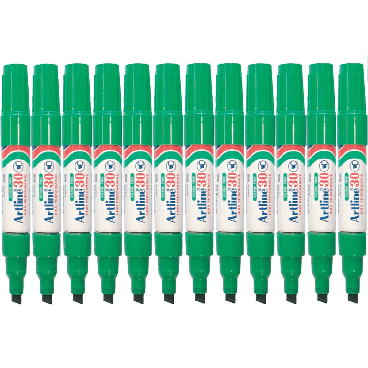 Artline 30 Mini Permanent Marker Chisel 5mm Green Box 12