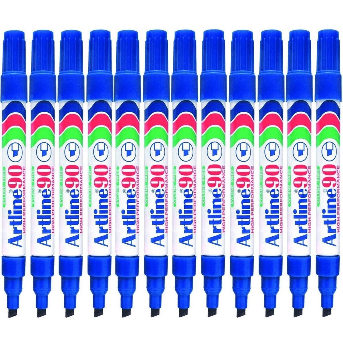 Artline 90 Permanent Marker Chisel Tip 2-5mm Blue Pack 12