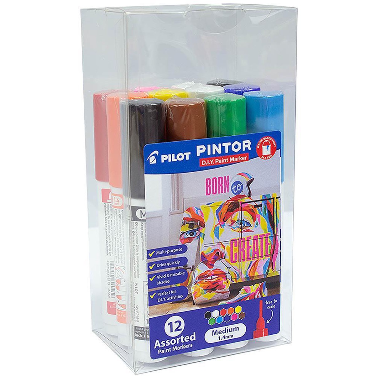 Pilot Pintor Paint Marker Medium Bullet Point 1.4mm Assorted Pack 12