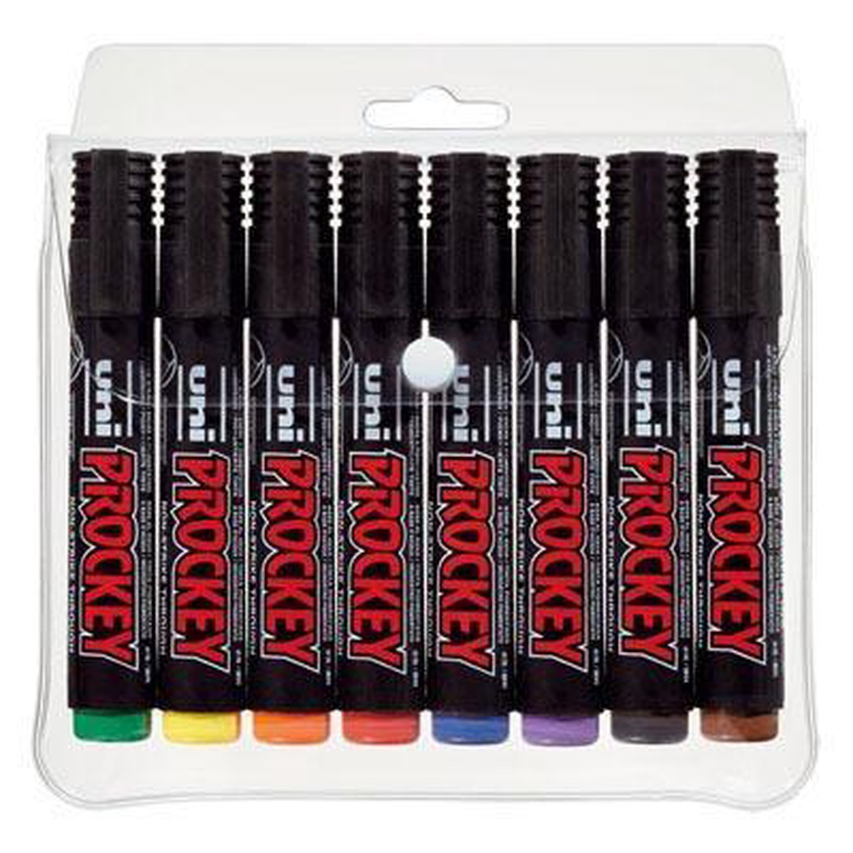 Uni-Ball PM-126 Prockey Permanent Markers Chisel 5.7mm Assorted Colours Pack 8