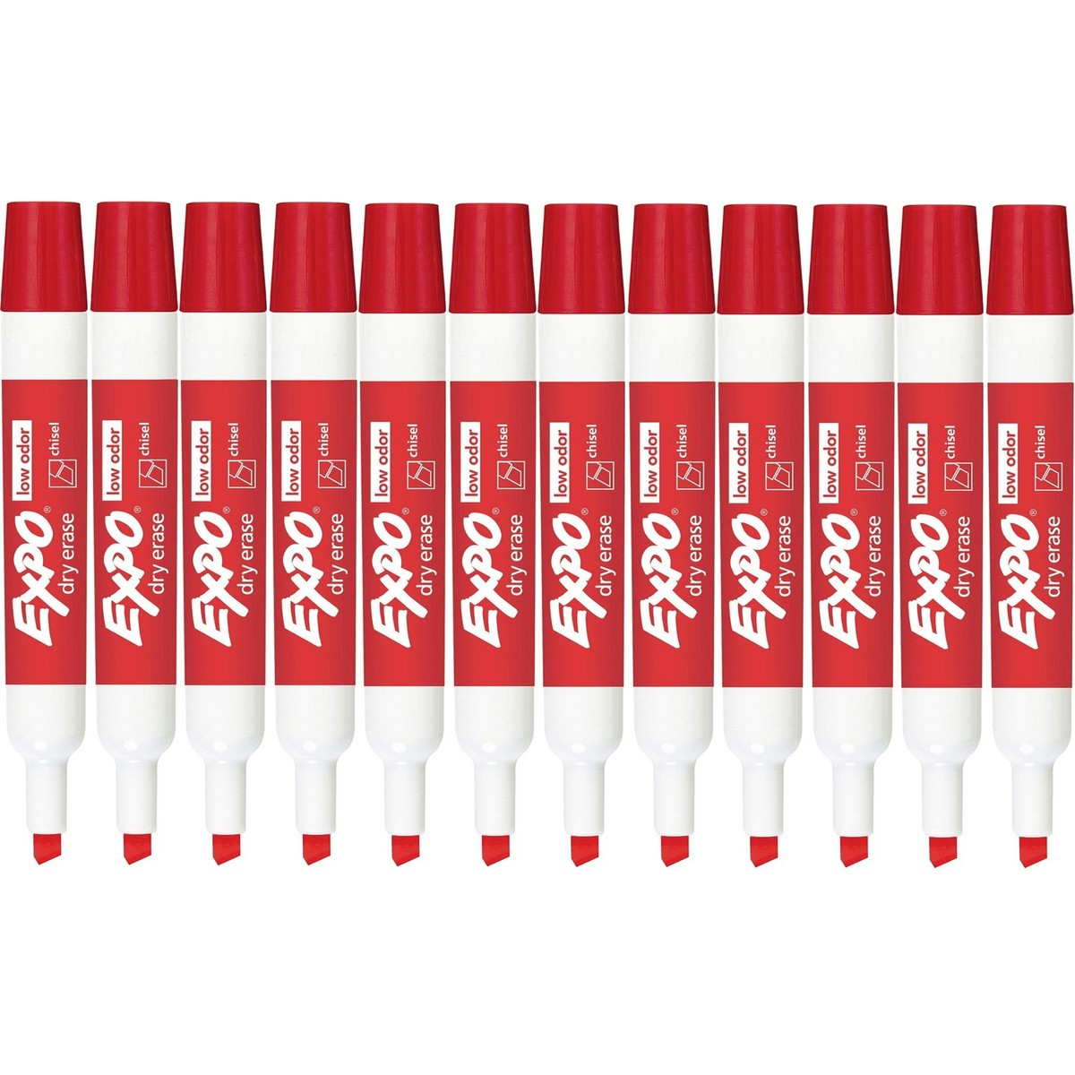 Expo Whiteboard Marker Chisel Tip Red Box 12