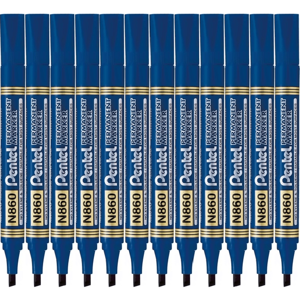 Pentel N860 Permanent Marker Chisel Point Blue Box 12