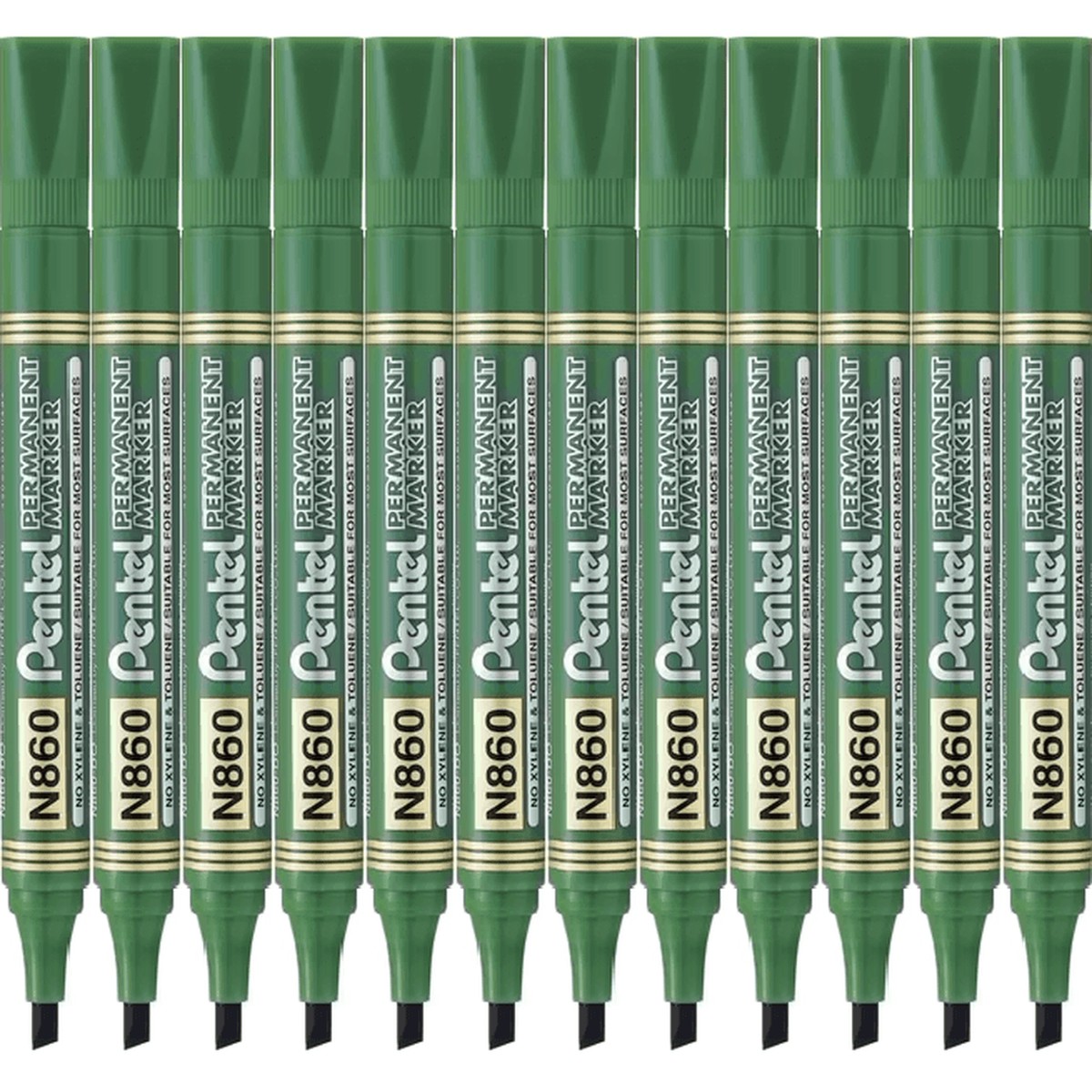 Pentel N860 Permanent Marker Chisel Point Green Box 12