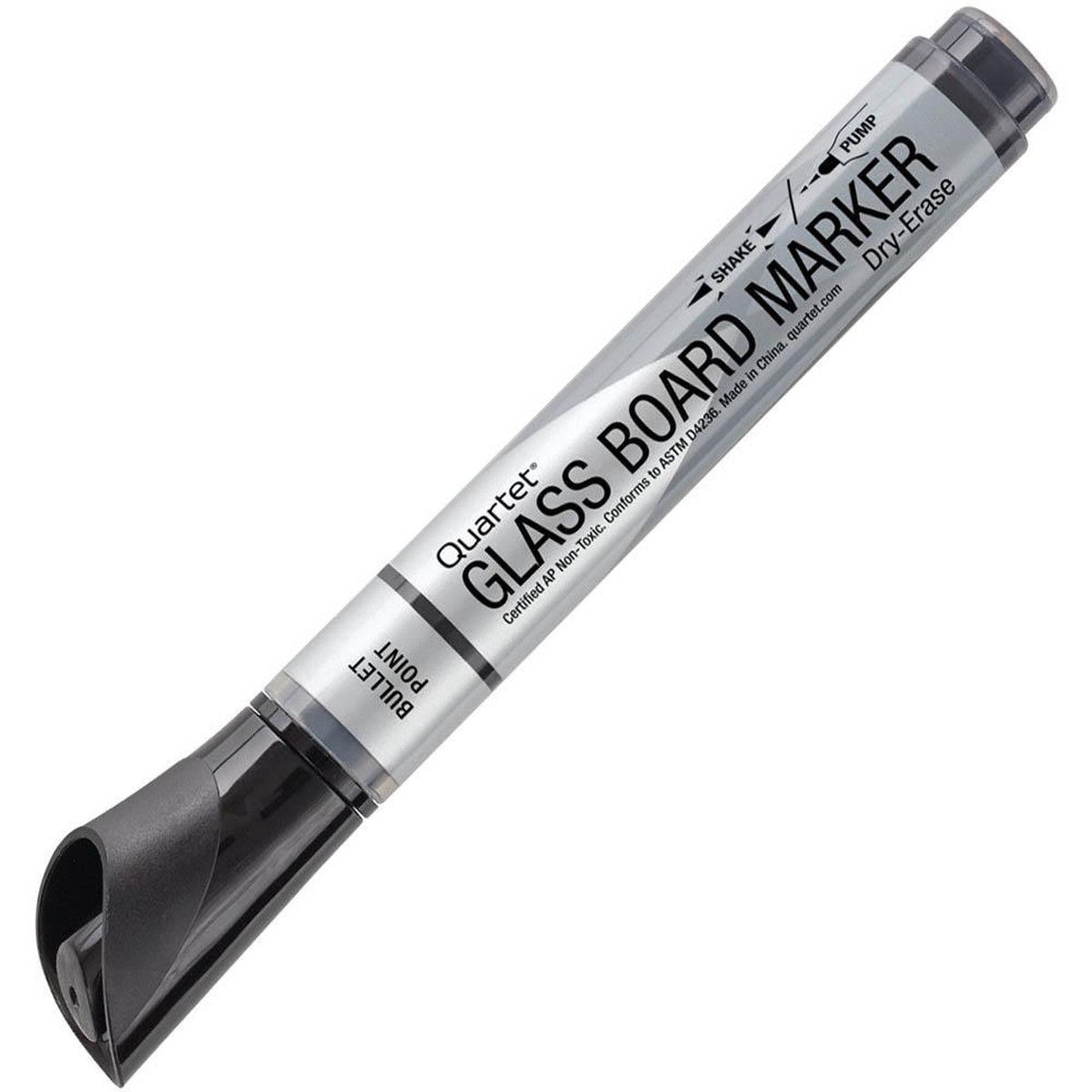 Quartet Glassboard Marker Bullet Tip Black Pack 12