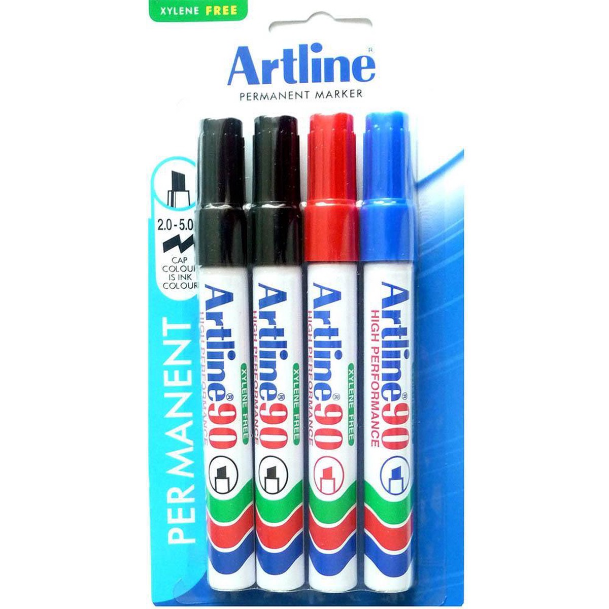 Artline 90 Permanent Marker Chisel Tip 2-5Mm Assorted Pack 4 Hangsell