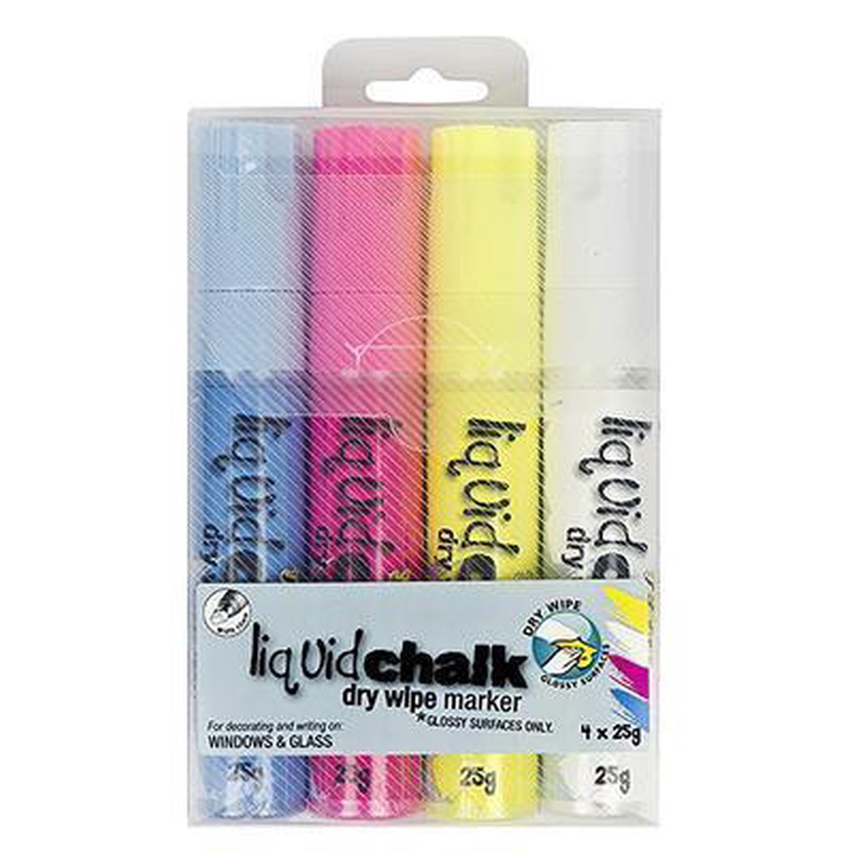 Texta Liquid Chalk Marker Dry Wipe Chisel Assorted Wallet 4