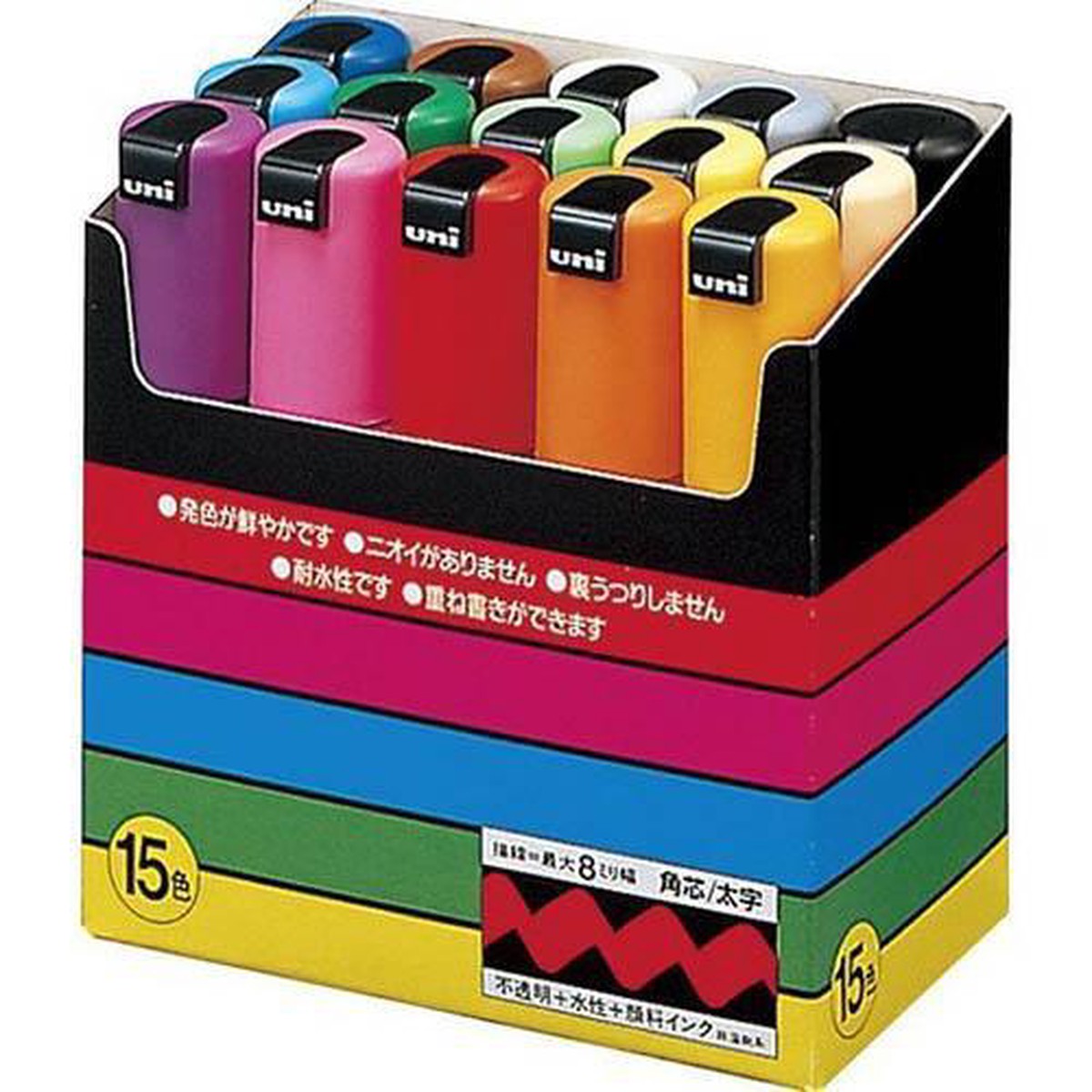 Uni Pc-8K Posca Poster Marker Broad Chisel Tip 8Mm Assorted Pack 15