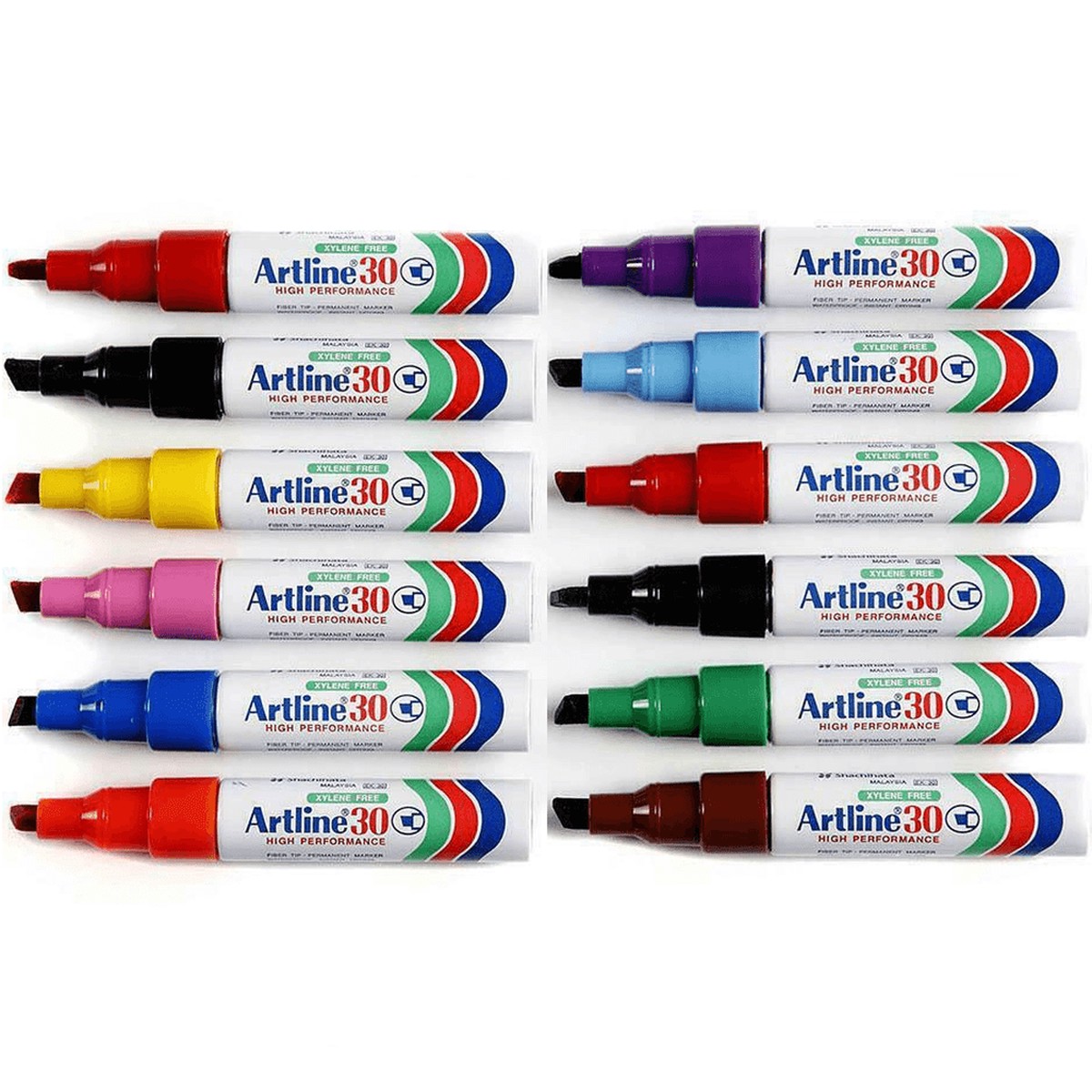 Artline 30 Mini Permanent Marker Chisel Tip 5mm Assorted Colours Box 12