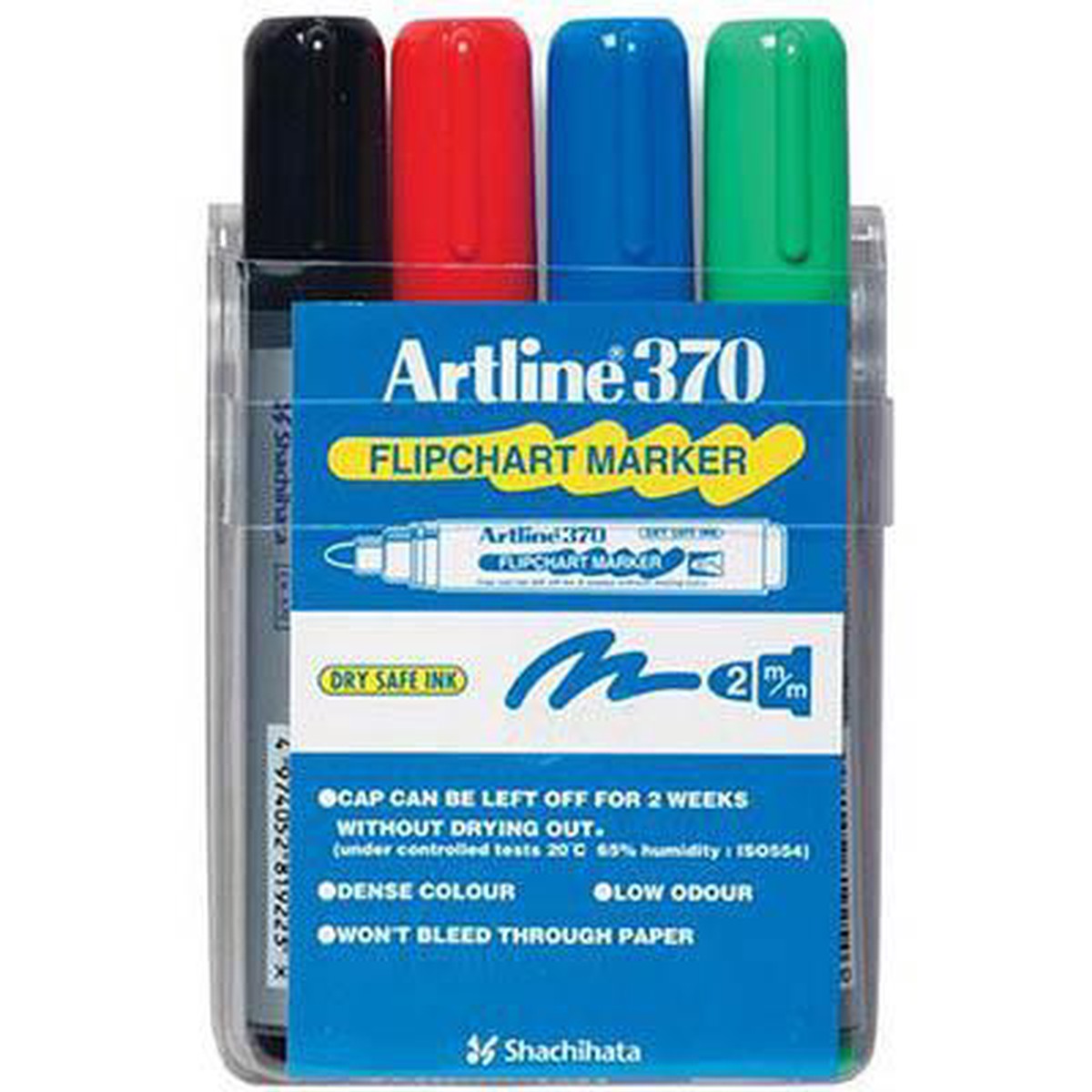 Artline 370 Flipchart Marker 2Mm Bullet Assorted Wallet 4