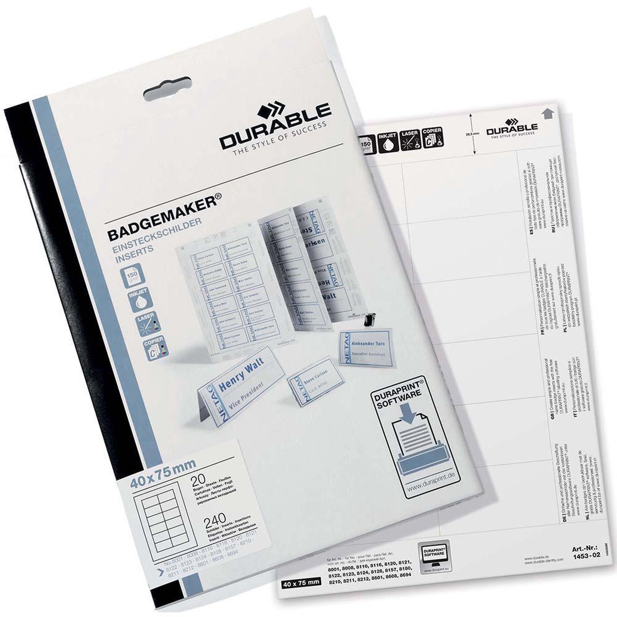 Durable Badgemaker Name Badge Inserts 40 X 75Mm Pack 240