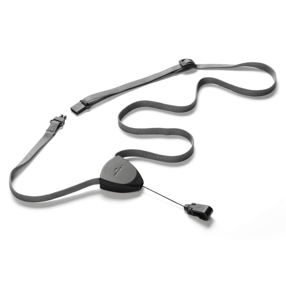 Durable Textile Lanyard Flex with Badge Grey/Black Pack 10