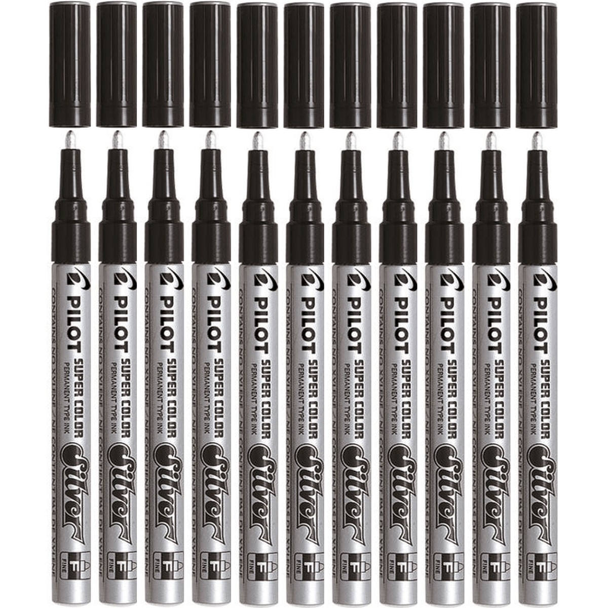 Pilot Permanent Marker Super Colour Fine 3.0mm Silver Box 11