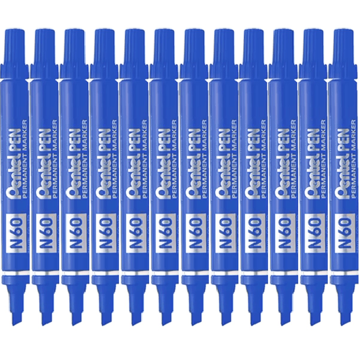 Pentel N60 Permanent Marker Chisel Point Blue Box 12