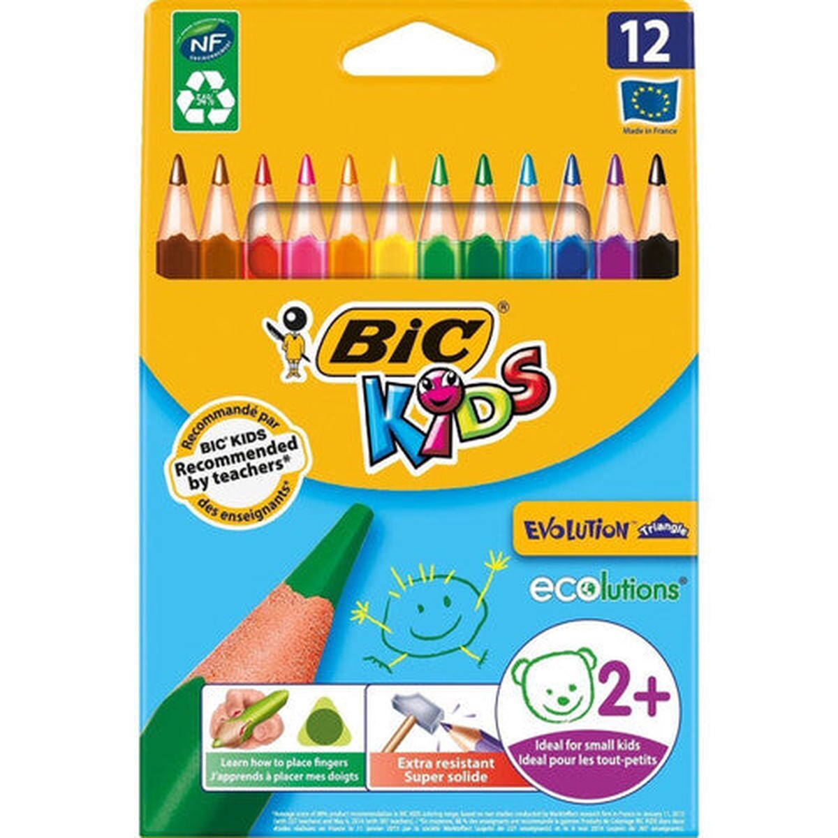 BIC Kids Evolution Triangular Colouring Pencils Assorted Pack 12