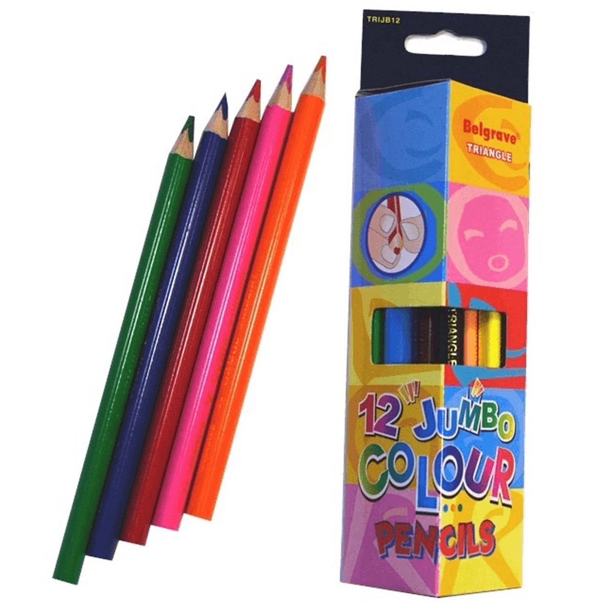 Belgrave Triangular Jumbo Coloured Pencil Assorted Pack 12