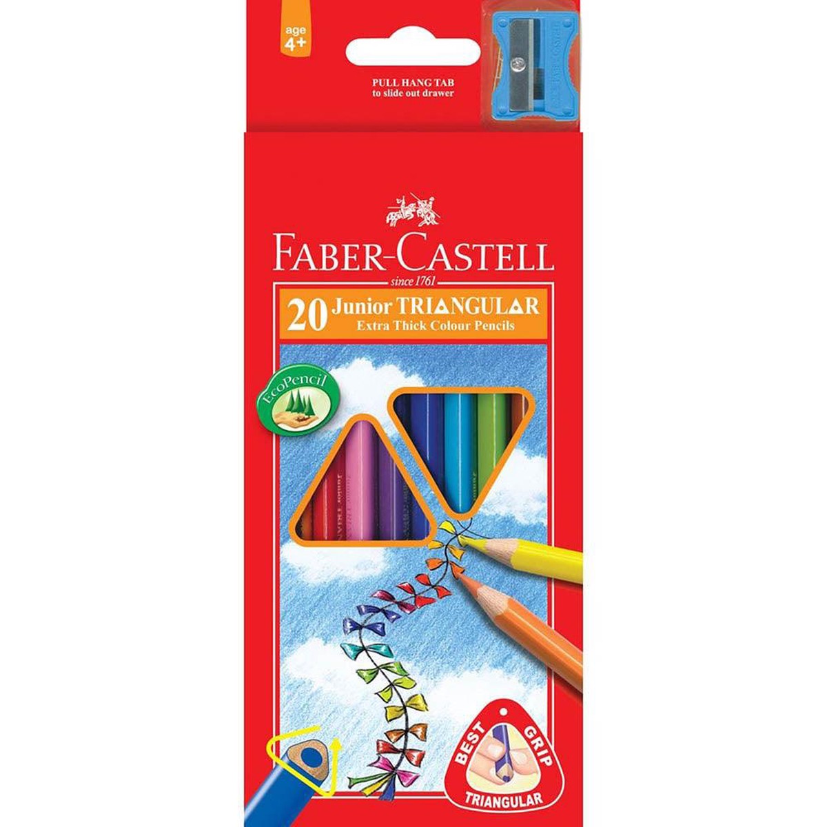 Faber-Castell Junior Triangular Extra Thick Colour Pencils Pack 20 Assorted