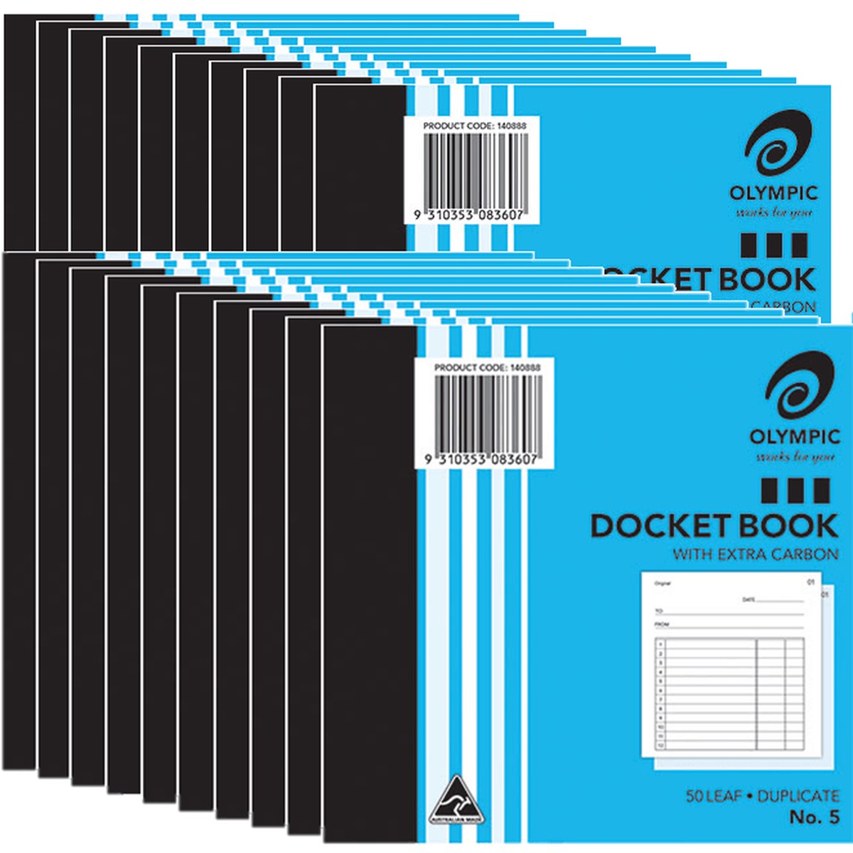 20 Pack Olympic No.5 Duplicate Carbon Docket Book 50 Leaf Bulk