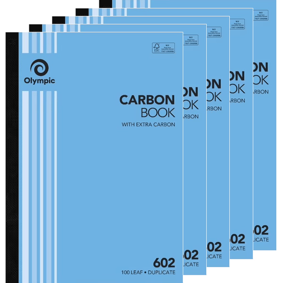 5 Pack Olympic 602 Duplicate Carbon Book 100 Leaf Bulk