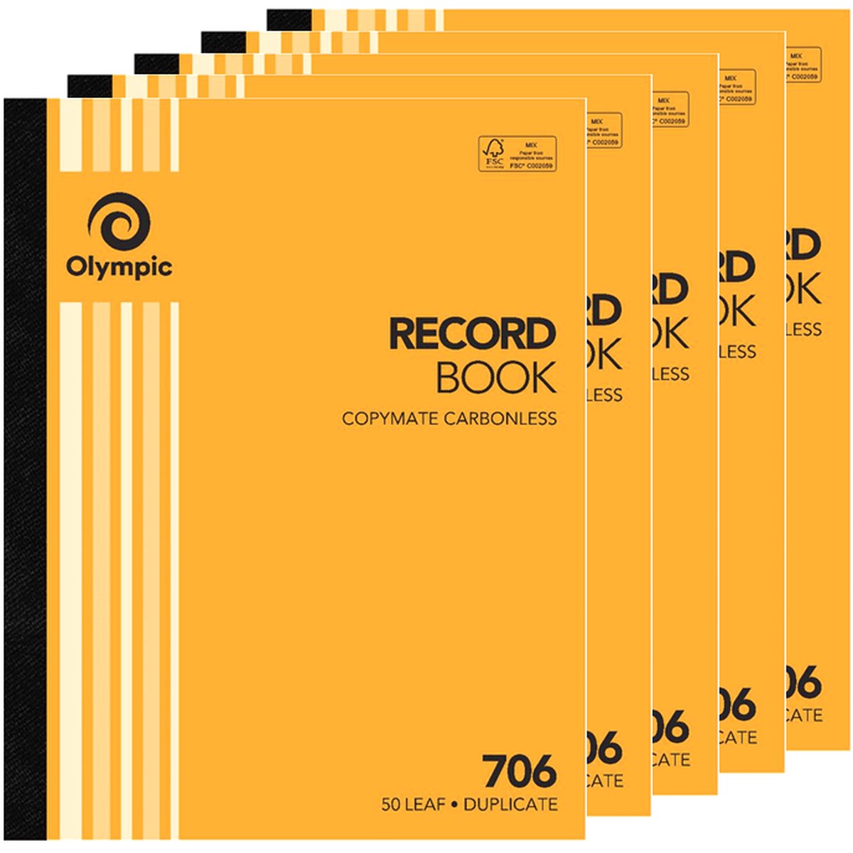 5 Pack Olympic 706 Duplicate Record Book 50 Leaf Bulk