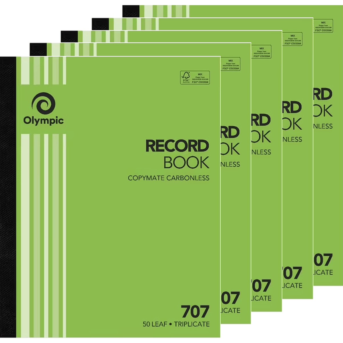 5 Pack Olympic 707 Triplicate Carbonless Record Book 50 Leaf Bulk