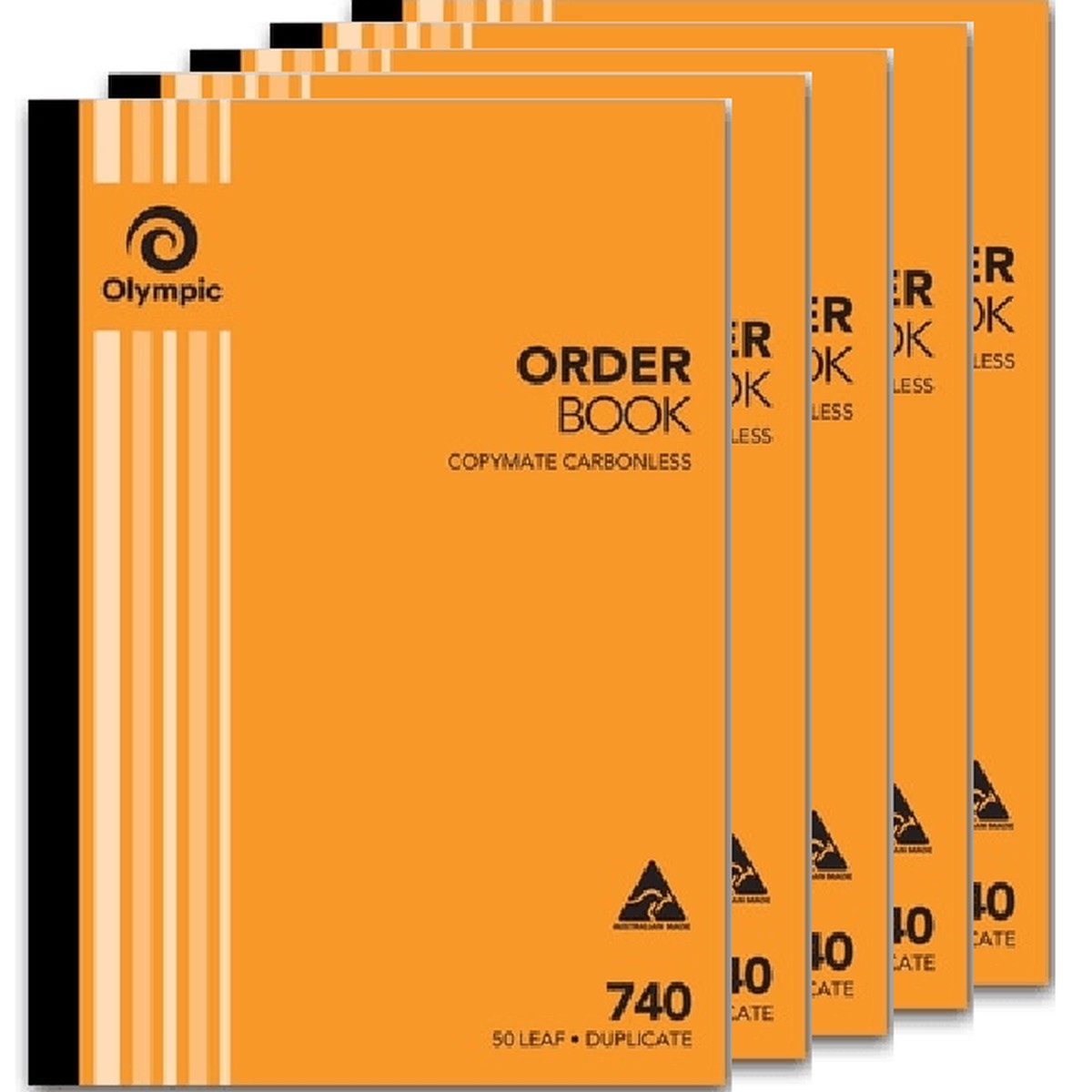 5 Pack Olympic 740 Duplicate Order Book Carbonless 50 Leaf Bulk