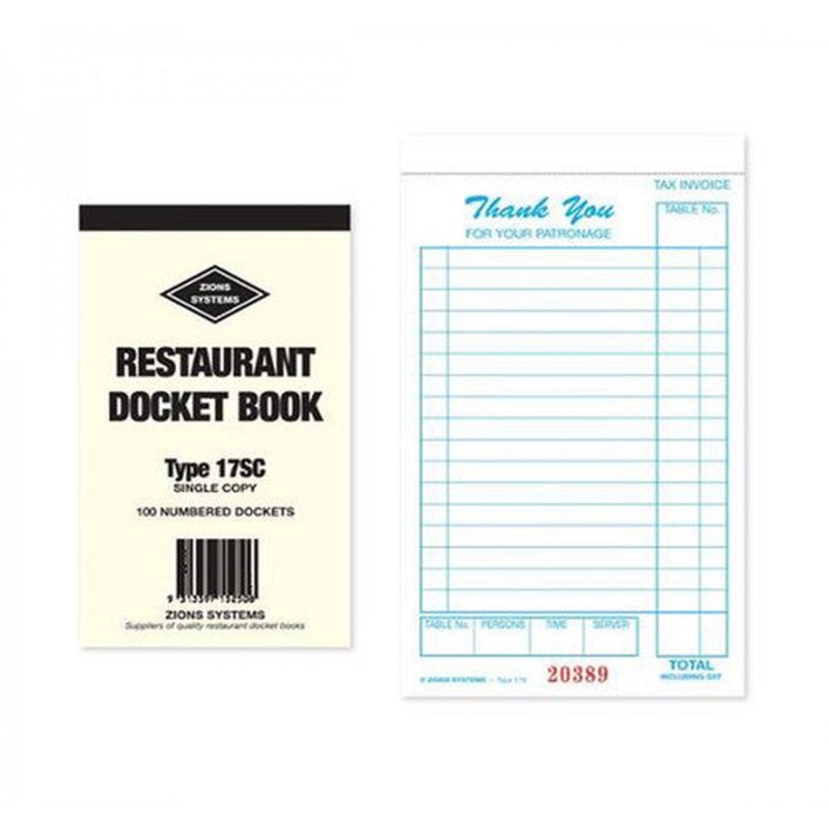 Zions Cafe Docket Book