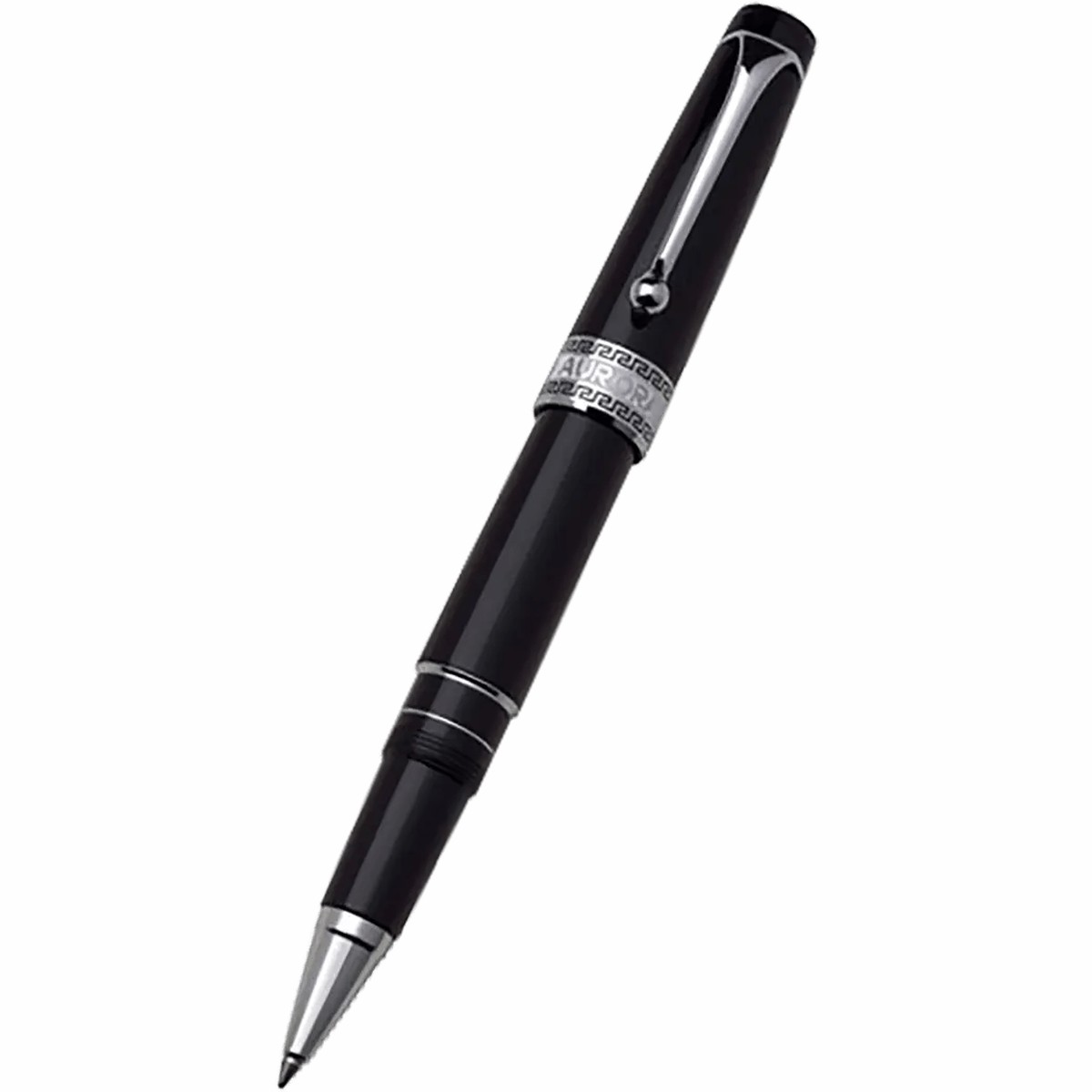 Aurora Optima Rollerball Pen – Black – Chrome Plated Trim