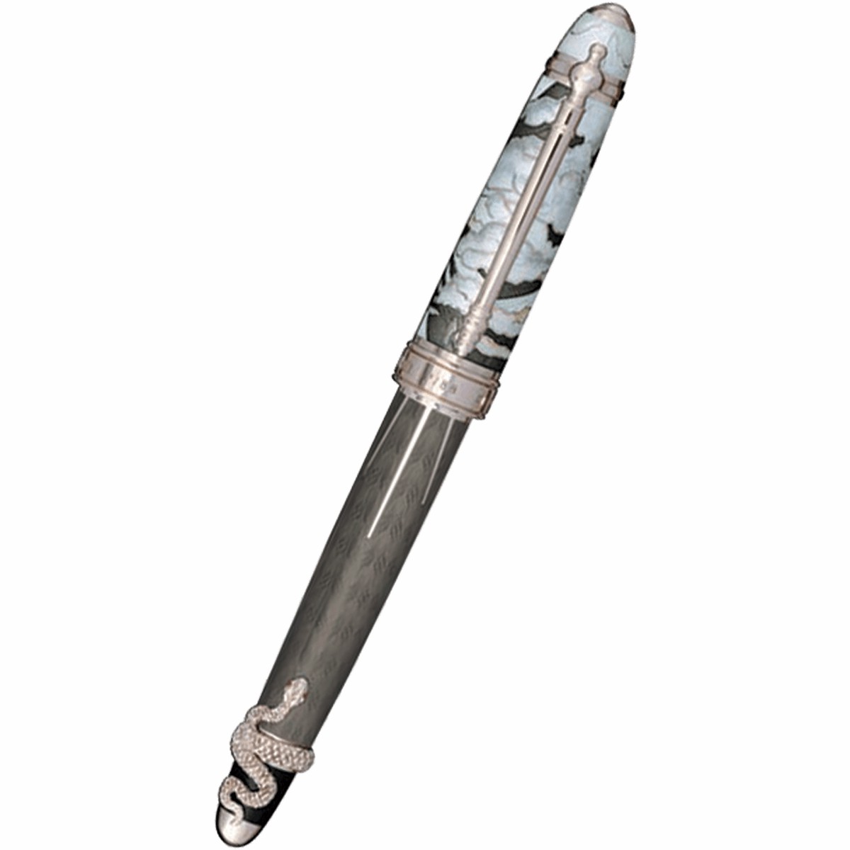 David Oscarson Deus Regit Rollerball Pen – Gray – Silver Trim