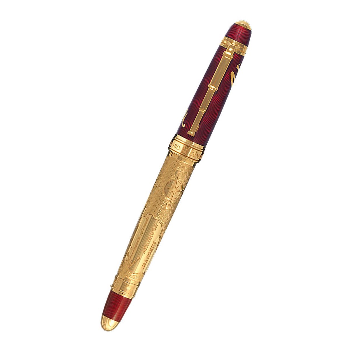 David Oscarson Meriwether Lewis Rollerball Pen – Ruby Red Gold Vermeil