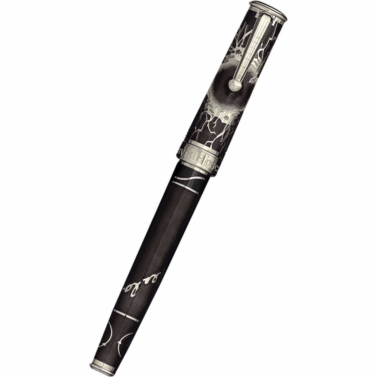 David Oscarson Tesla Rollerball Pen – Translucent Black – Silver Trim