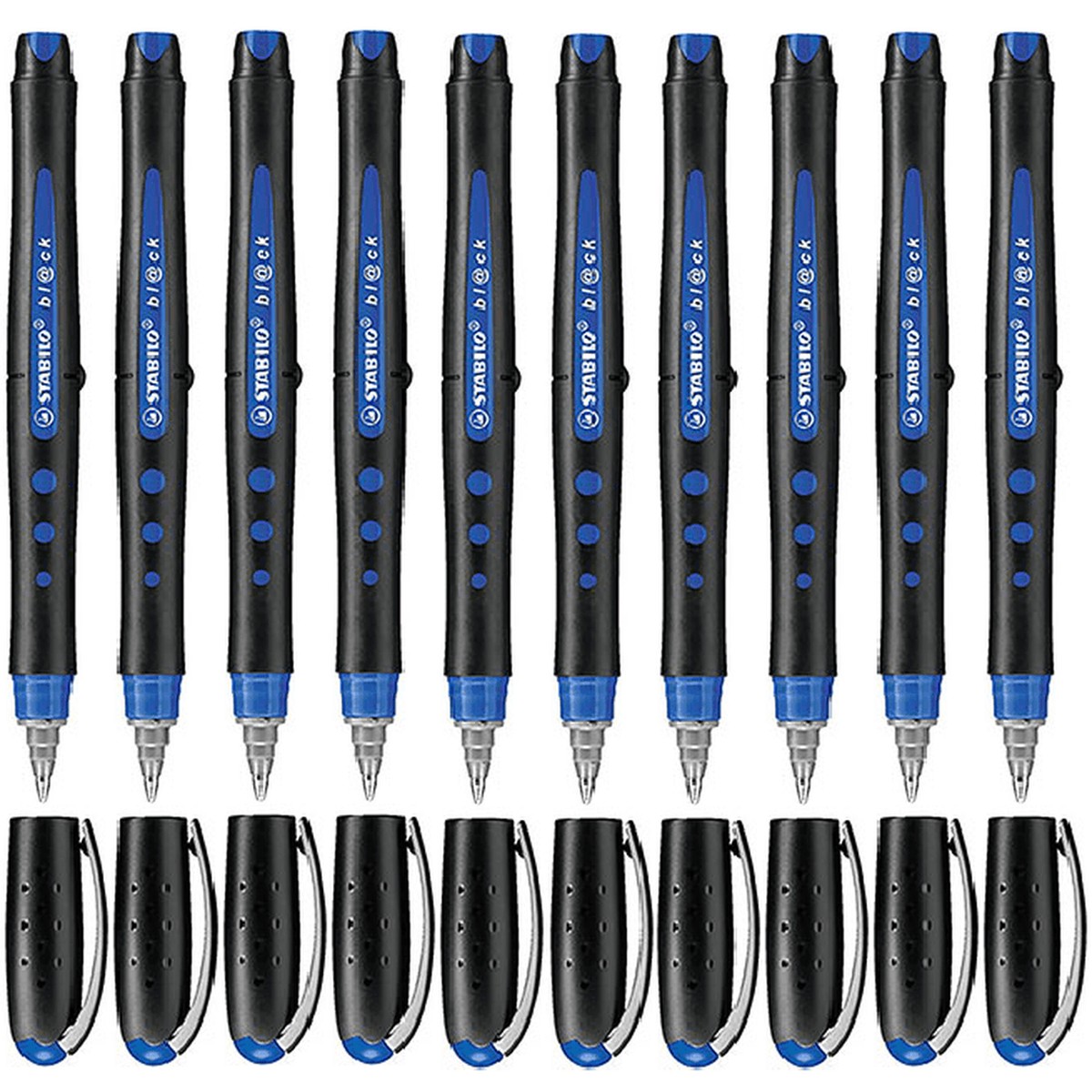 Stabilo Bl@Ck Rollerball Pens Medium Blue Box 10