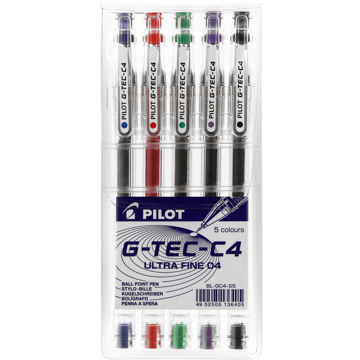 Pilot G-Tec-C4 Rollerball Pen 0.4Mm Assorted Wallet 5