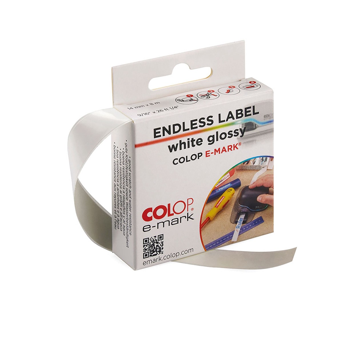Colop e-mark Endless Label Gloss White 14mm x 8m