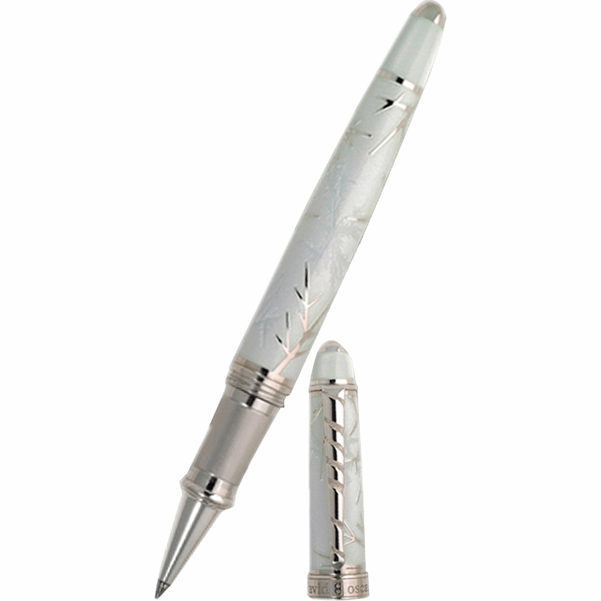 David Oscarson Winter Rollerball Pen – Winter White & Rhodium
