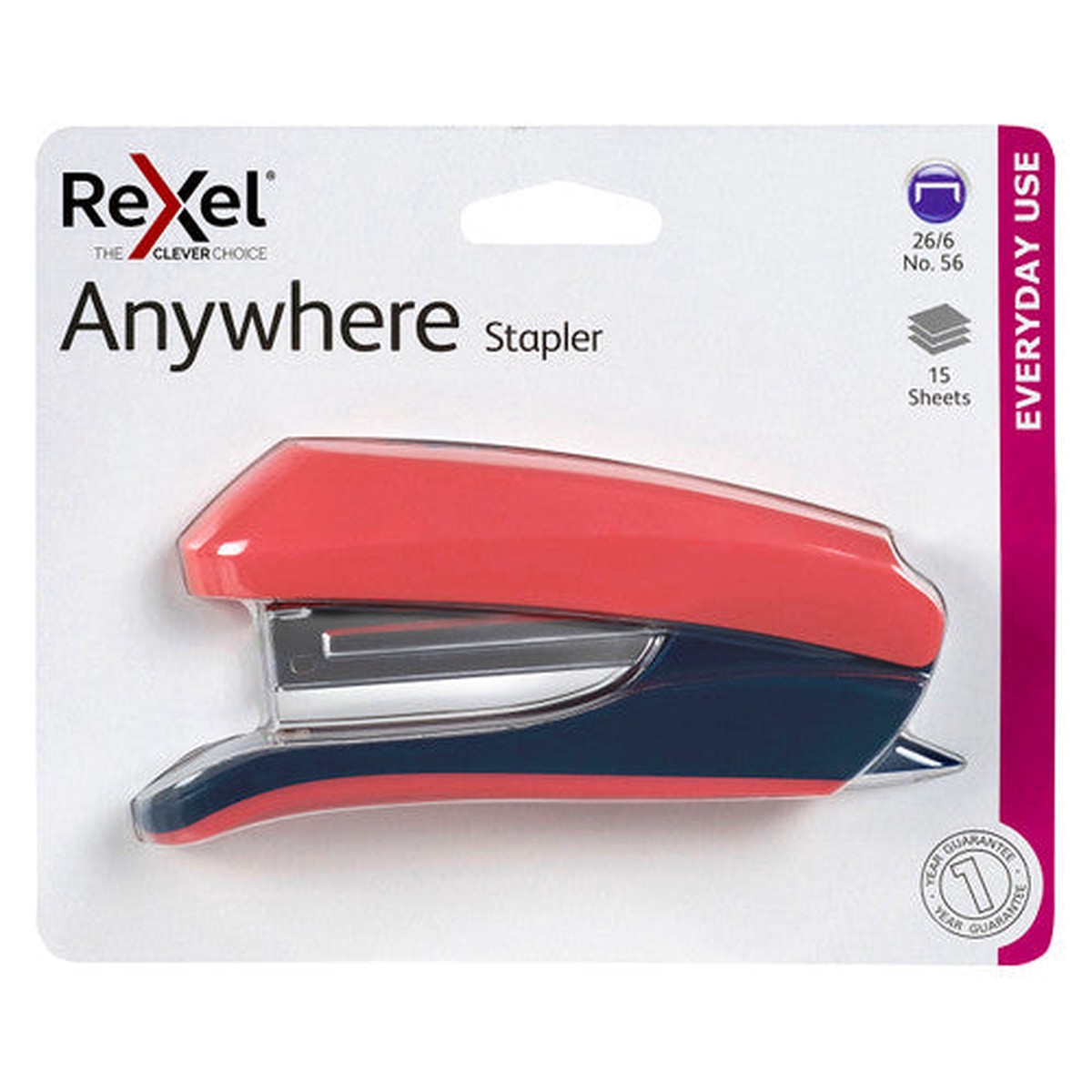 Rexel Anywhere Half Strip Stapler Pink