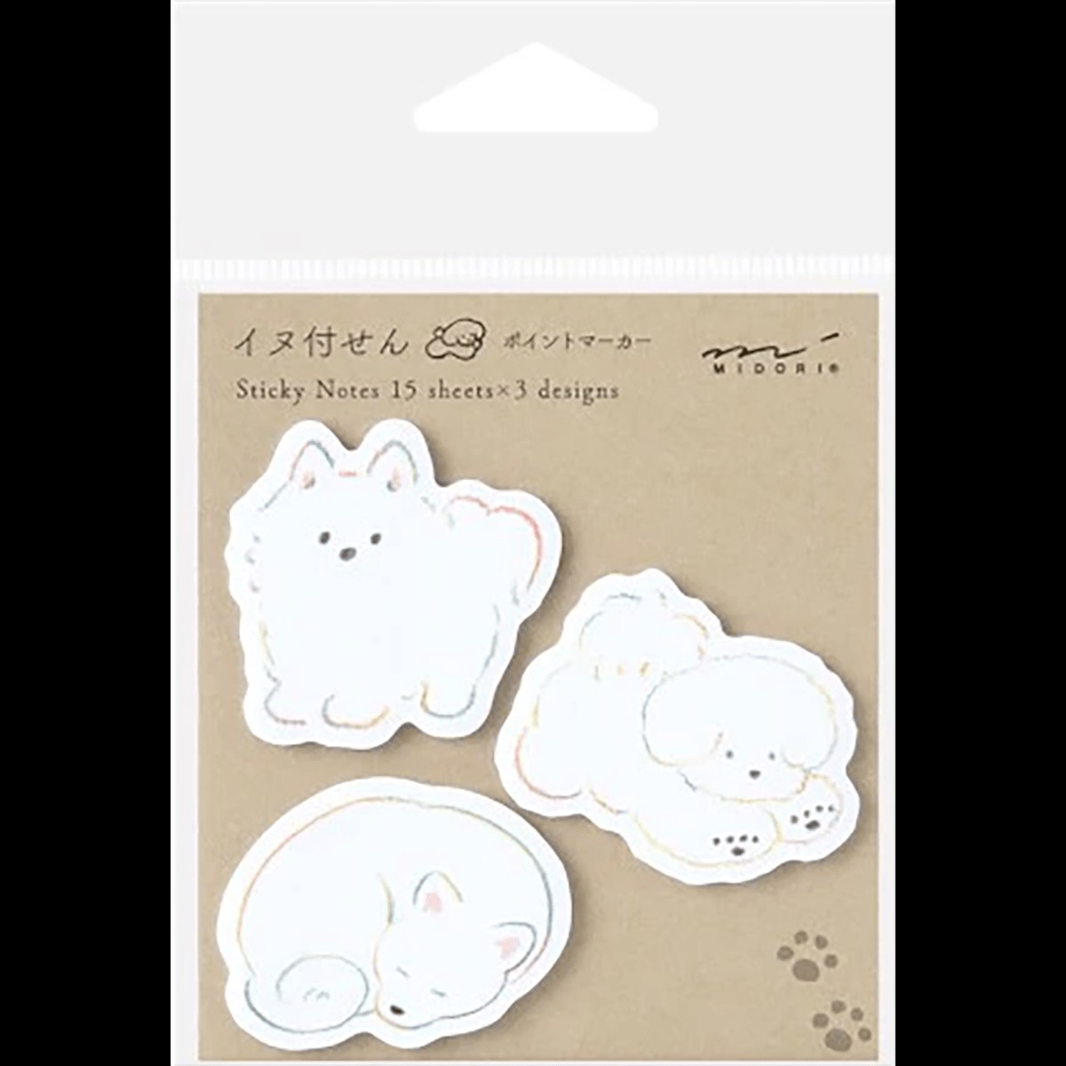 Midori Sticky Notes – Point White Dog