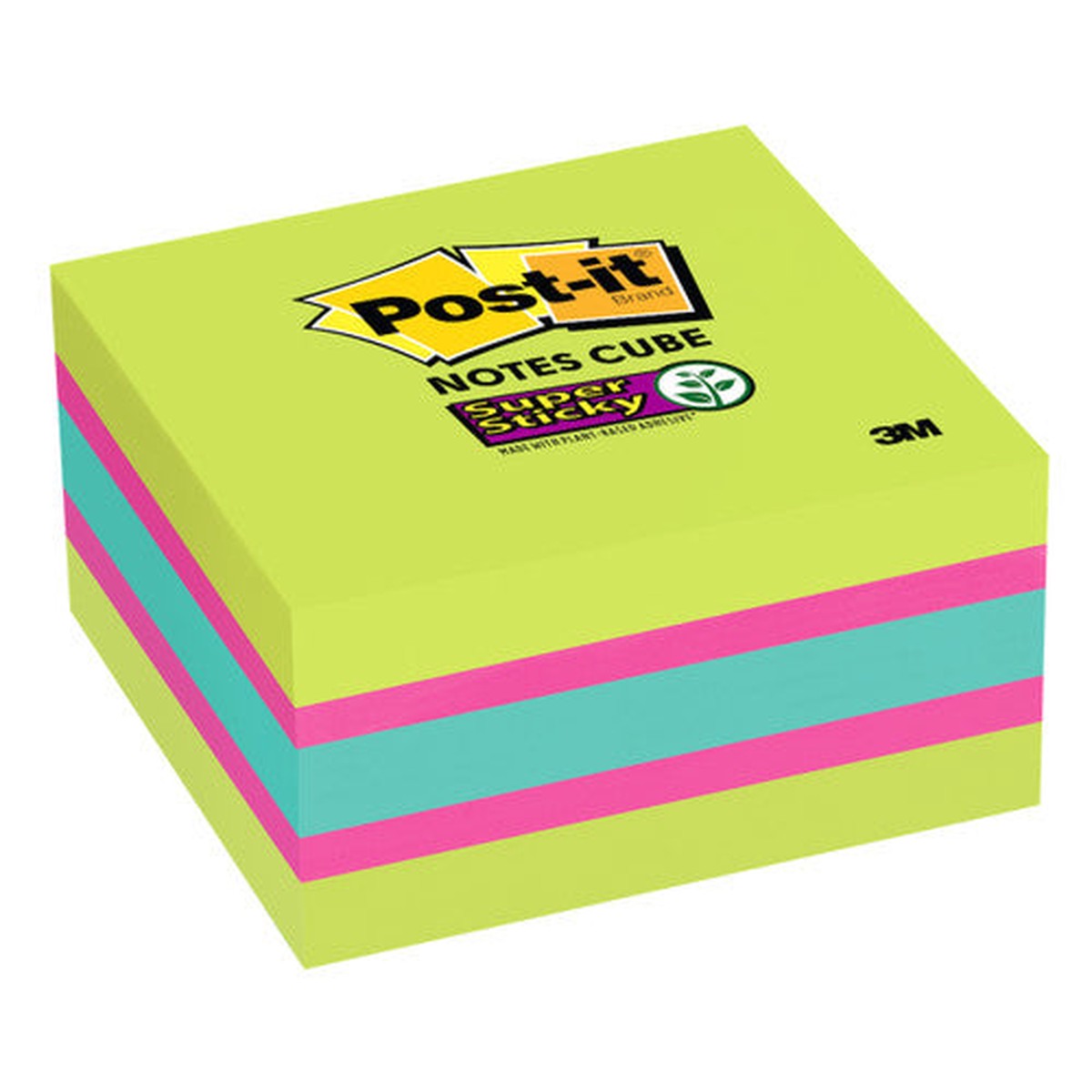 Post-it Super Sticky Notes Cube Assorted Bright 76 x 76mm 2027-SSGFA