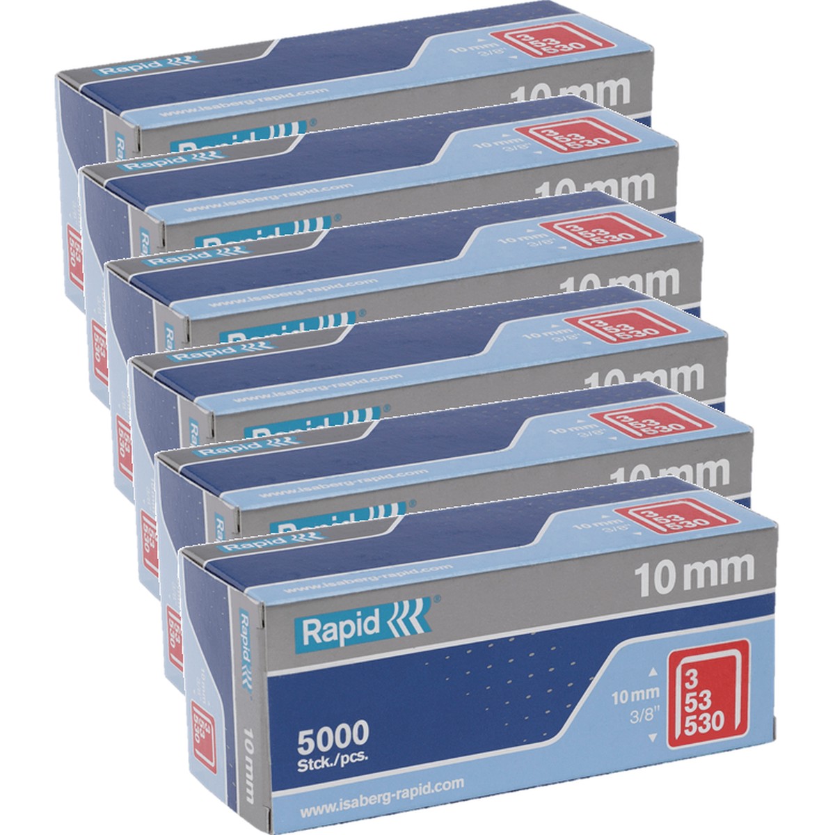 Rapid High Performance Staples 53/10 Box 5000 6 Boxes
