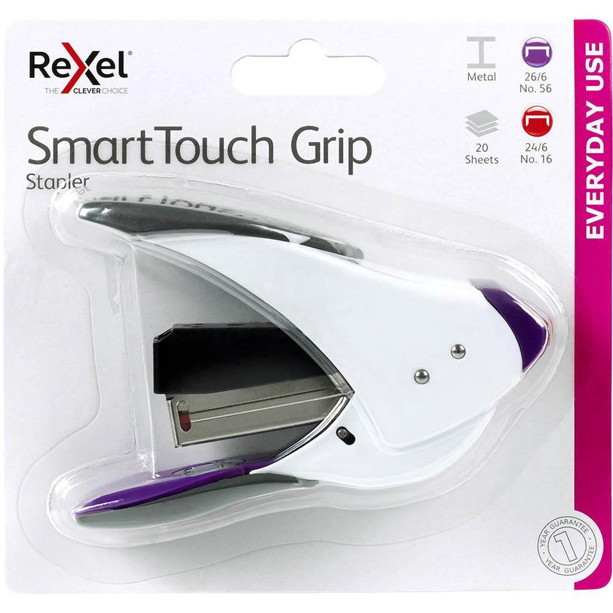 Rexel Smarttouch Grip Stapler Purple