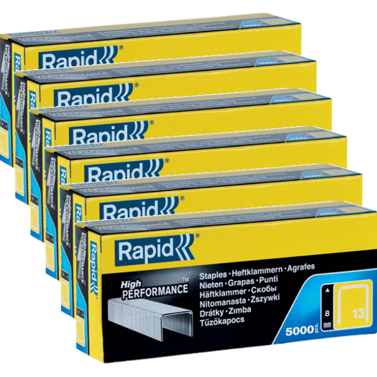 Rapid High Performance Staples 13/8 Box 5000 8mm Bulk 6 Boxes