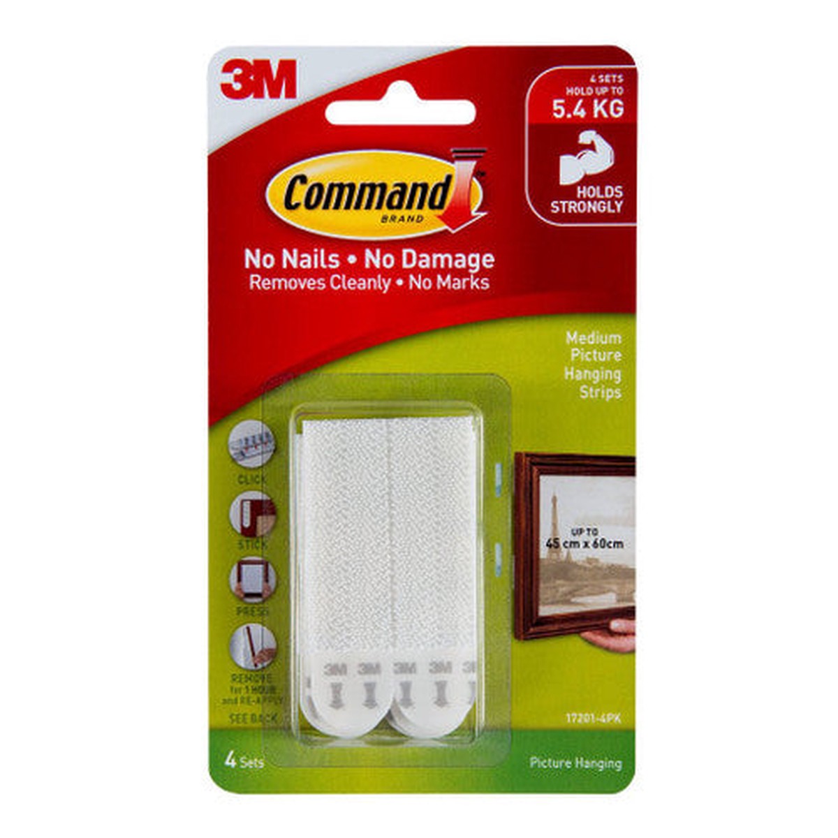 Command Picture Hanging Strips Medium White 4 Pack