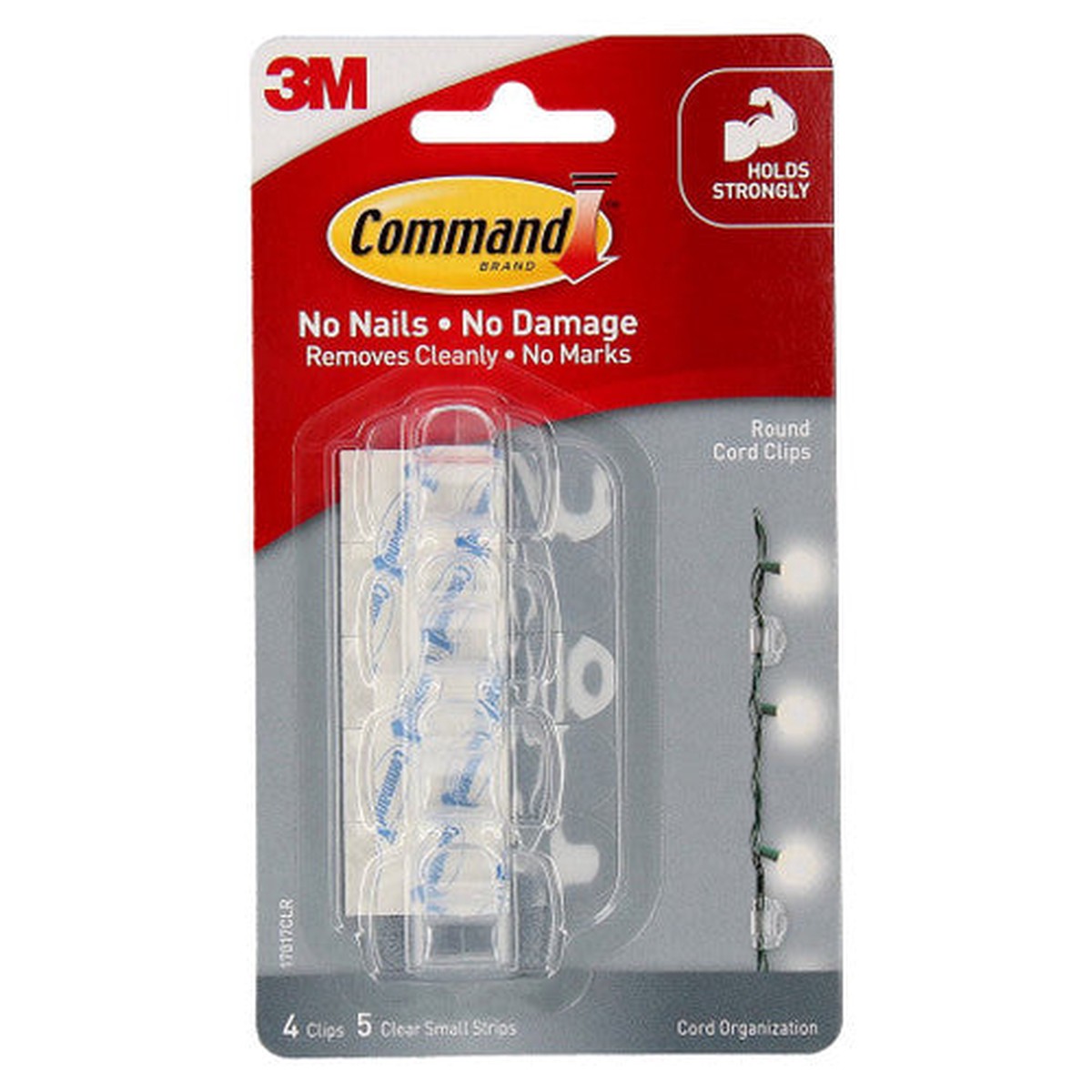Command Round Cord Clips Medium Clear 10mm