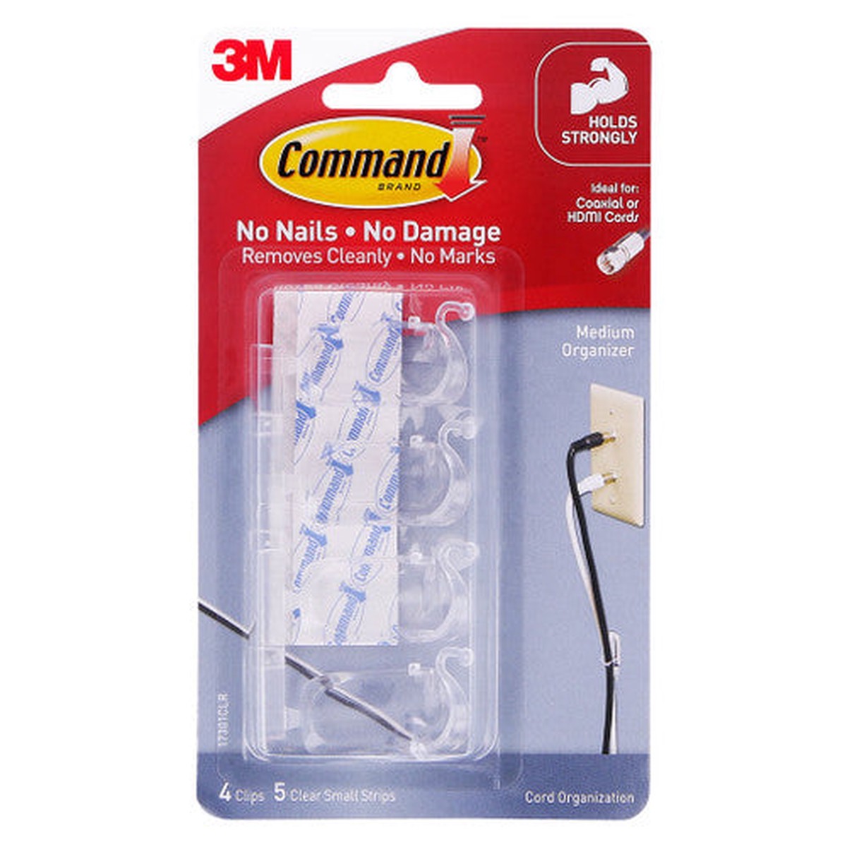 Command Cord Organisers Medium Clear 4 Pack (10mm)