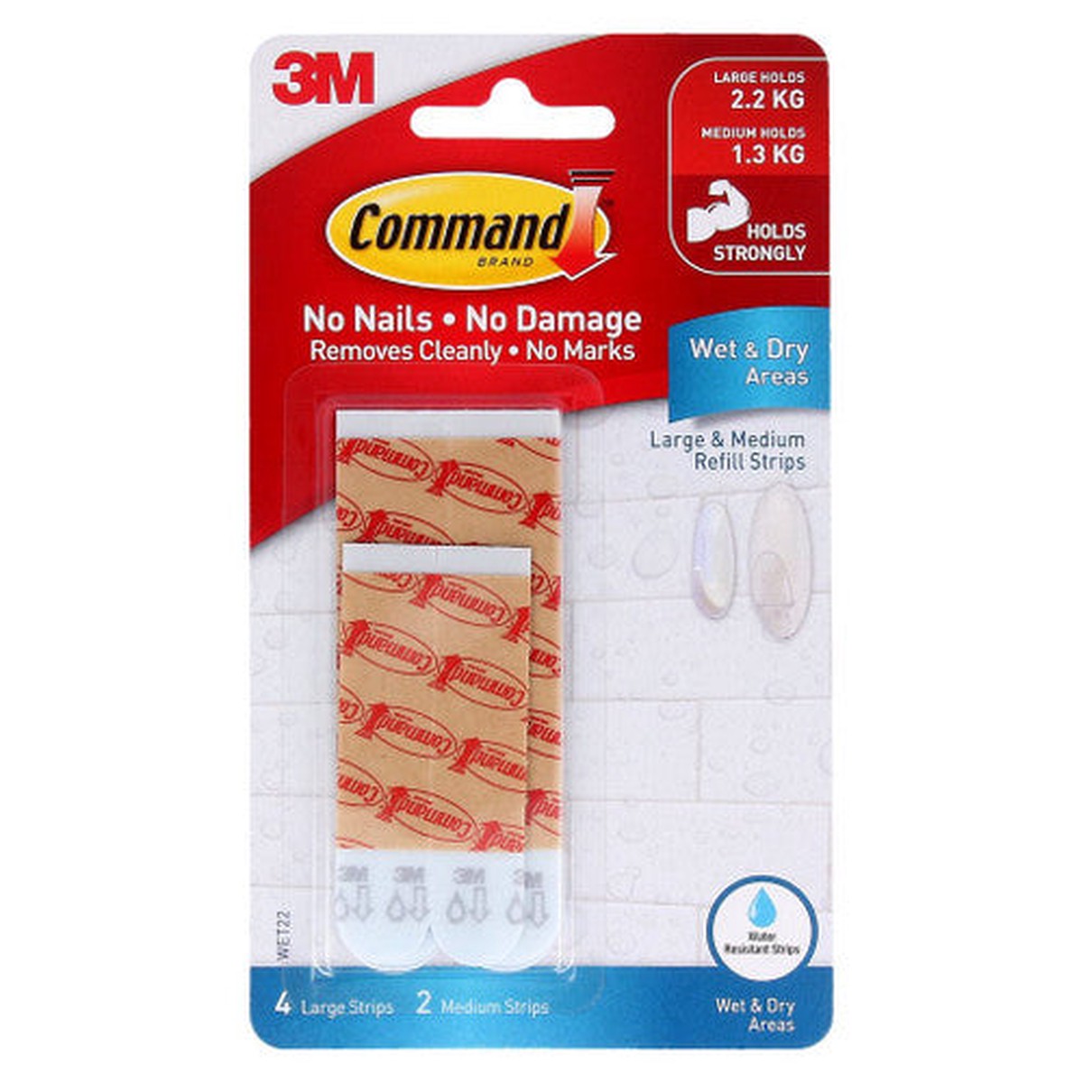 Command Wet and Dry Combo Refill Strips Medium and Large