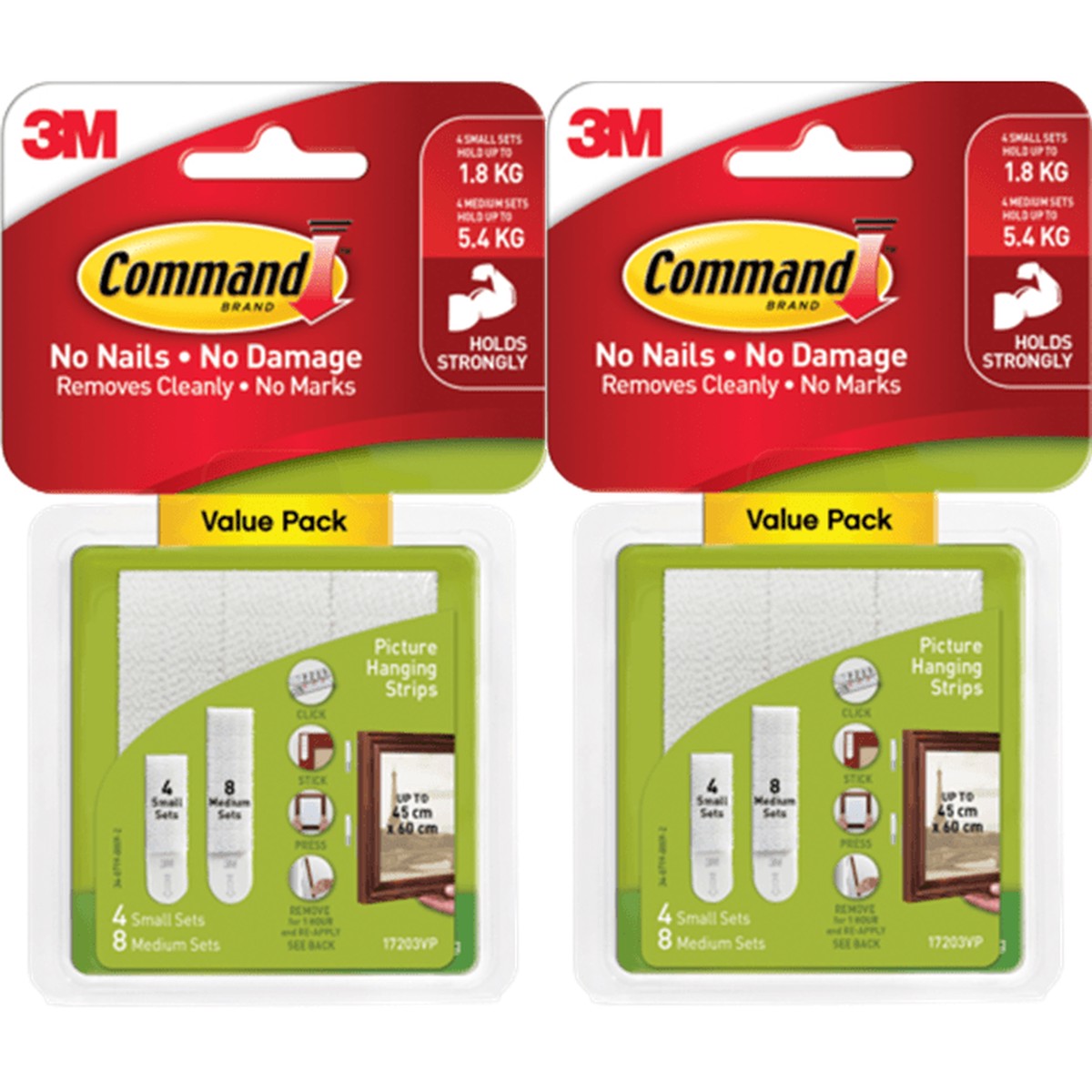 3M Command 2 Packs Small & Medium Picture Hanging Strips Value 12-Pack