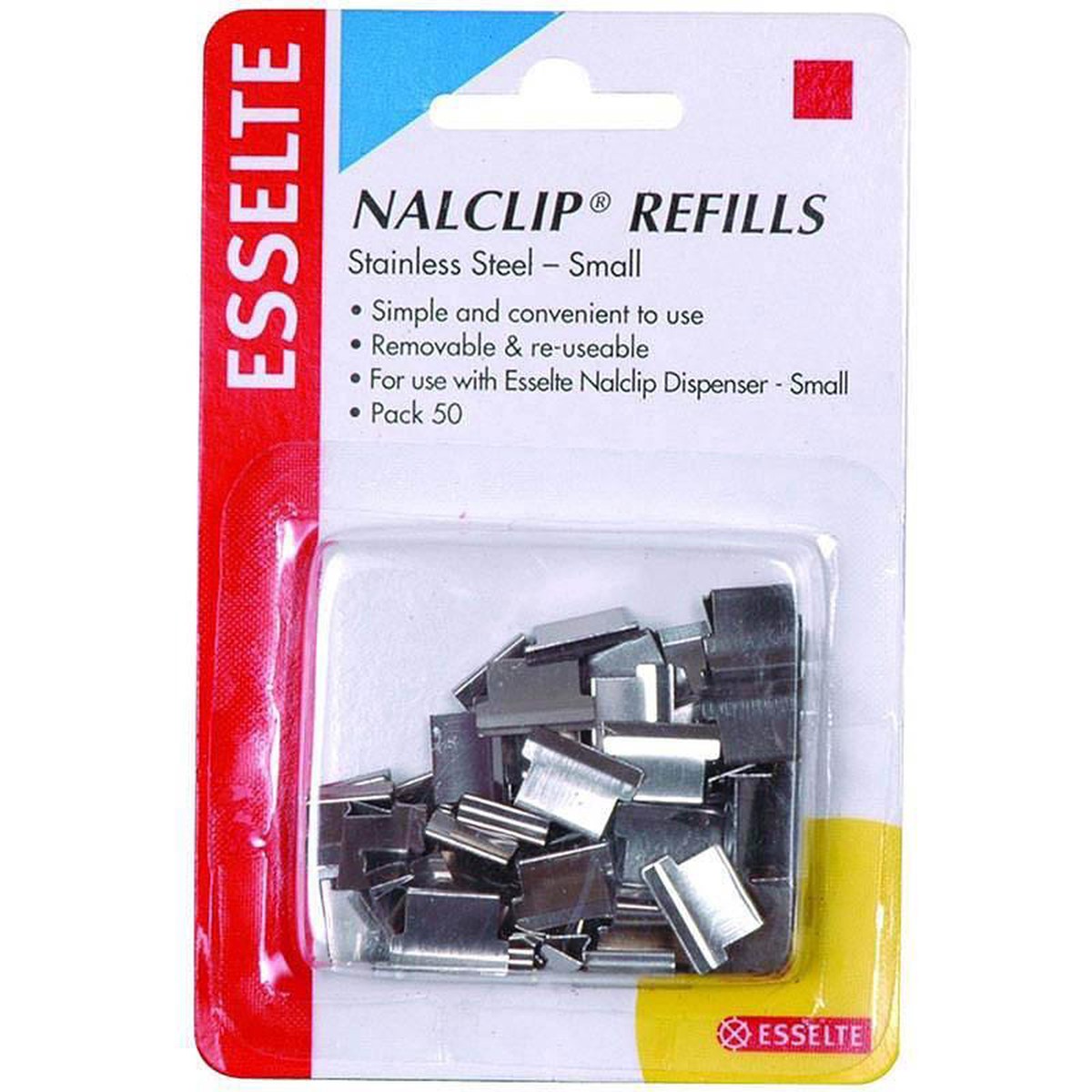 Esselte Nalclip Refills Small Silver Pack 100