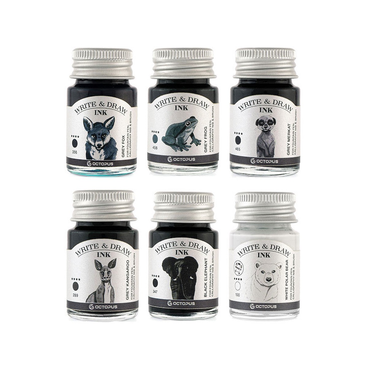 Octopus Write and Draw Ink Set of 6 Basic Grey